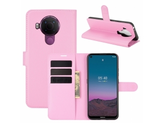 Nokia 5.4 Lederhülle Portemonnaie Karten Etui rosa