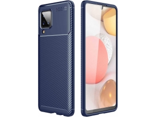 Samsung Galaxy A12 Carbon Design Hülle TPU Case flexibel blau