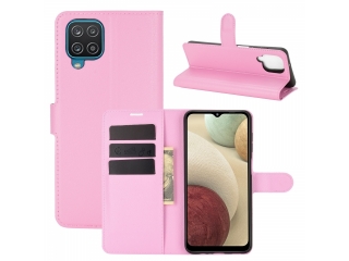 Samsung Galaxy A12 Lederhülle Portemonnaie Karten Etui rosa