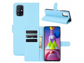 Samsung Galaxy M51 Lederhülle Portemonnaie Karten Etui hellblau
