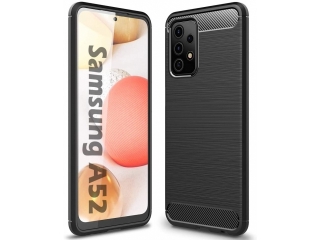 Samsung Galaxy A52 Carbon Gummi Hülle TPU Case Cover flexibel schwarz