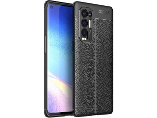 Oppo Find X3 Neo Leder Design Gummi Hülle TPU Cover schwarz