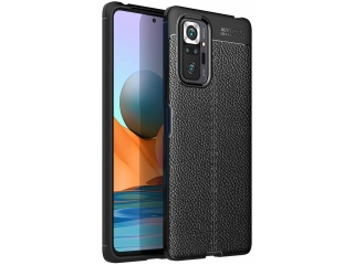 Xiaomi Redmi Note 10 Pro Leder Design Gummi Hülle TPU Cover schwarz