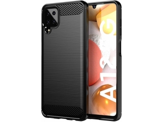 Samsung Galaxy A12 Carbon Gummi Hülle TPU Case schwarz