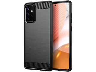 Samsung Galaxy A72 Carbon Gummi Hülle TPU Case schwarz