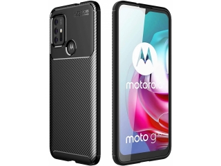 Motorola Moto G30 Carbon Design Hülle TPU Case flexibel schwarz