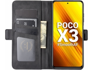 Xiaomi Poco X3 Pro Leder Hülle Karten Ledertasche schwarz