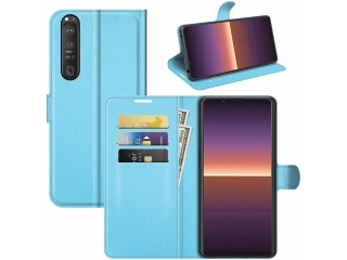 Sony Xperia 1 III Lederhülle Portemonnaie Karten Etui hellblau