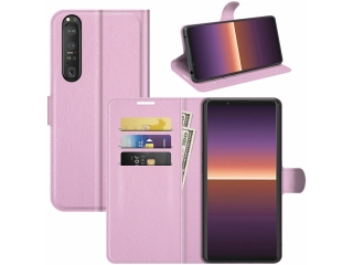 Sony Xperia 1 III Lederhülle Portemonnaie Karten Etui rosa