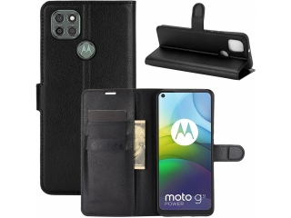 Motorola Moto G9 Power Lederhülle Portemonnaie Karten Etui schwarz