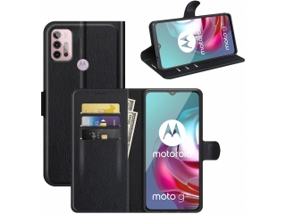 Motorola Moto G30 Lederhülle Portemonnaie Karten Etui schwarz