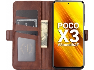 Xiaomi Poco X3 Pro Leder Hülle Karten Ledertasche mokka