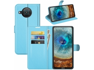 Nokia X20 Lederhülle Portemonnaie Karten Ledertasche hellblau