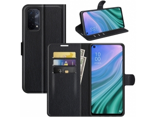 Oppo A54 5G Lederhülle Portemonnaie Karten Etui schwarz