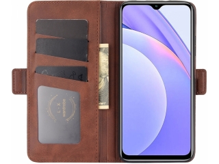 Xiaomi Redmi 9T Leder Hülle Karten Ledertasche mokka