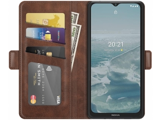 Nokia G20 Leder Hülle Karten Ledertasche mokka