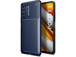 Xiaomi Poco F3 Carbon Design Hülle TPU Case flexibel blau
