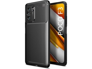 Xiaomi Poco F3 Carbon Design Hülle TPU Case flexibel schwarz