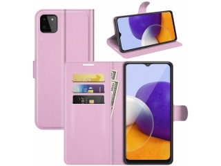 Samsung Galaxy A22 5G Lederhülle Portemonnaie Karten Etui rosa