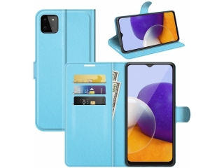 Samsung Galaxy A22 5G Lederhülle Portemonnaie Karten Etui hellblau