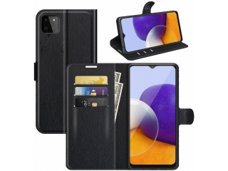 Samsung Galaxy A22 5G Lederhülle Portemonnaie Karten Etui schwarz
