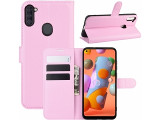 Samsung Galaxy M11 Lederhülle Portemonnaie Karten Etui rosa