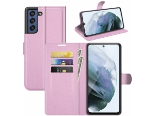 Samsung Galaxy S21 FE Lederhülle Portemonnaie Karten Etui rosa