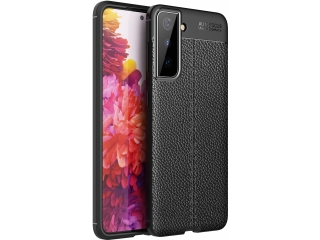 Samsung Galaxy S21 Leder Design Gummi Hülle TPU Cover schwarz