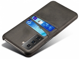 CardCaddy Samsung Galaxy S21 Leder Backcase mit Kartenfächern schwarz
