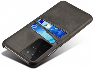 CardCaddy Samsung Galaxy S21 Ultra Leder Backcase mit Kartenfächern schwarz