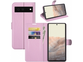 Google Pixel 6 Lederhülle Portemonnaie Karten Etui rosa