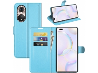 Honor 50 Pro Lederhülle Portemonnaie Karten Etui hellblau