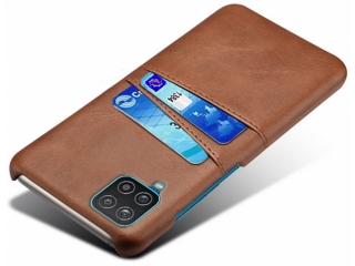CardCaddy Samsung Galaxy A12 Leder Backcase mit Kartenfächern braun