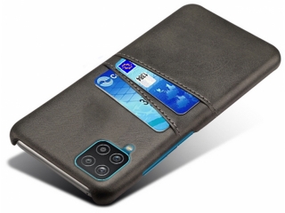 CardCaddy Samsung Galaxy A12 Leder Backcase mit Kartenfächern schwarz