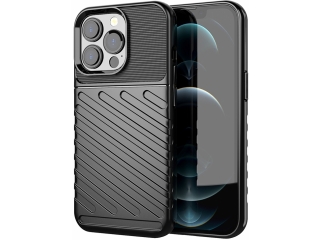 iPhone 13 Pro Max Stripes Anti Shock Case Hülle flexibel schwarz