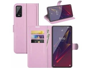 Wiko Power U10 Lederhülle Portemonnaie Karten Etui rosa