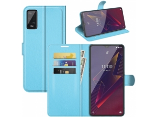 Wiko Power U10 Lederhülle Portemonnaie Karten Etui hellblau