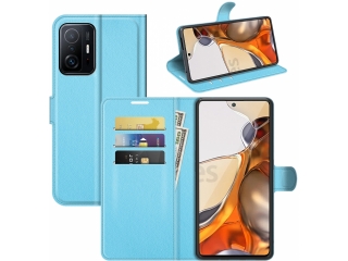 Xiaomi 11T Pro Lederhülle Portemonnaie Karten Etui hellblau