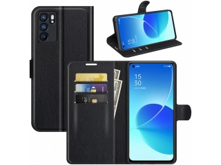 Oppo Reno6 5G Lederhülle Portemonnaie Karten Etui schwarz