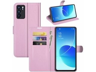 Oppo Reno6 5G Lederhülle Portemonnaie Karten Etui rosa