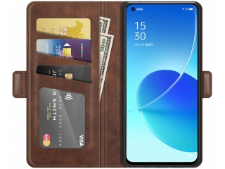 Oppo Reno6 5G Leder Hülle Karten Ledertasche mokka