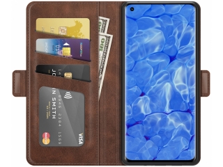 Oppo Reno6 Pro 5G Leder Hülle Karten Ledertasche mokka