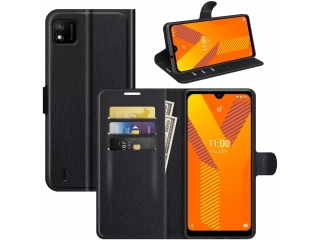 Wiko Y62 Lederhülle Portemonnaie Karten Etui schwarz