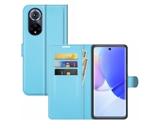 Huawei Nova 9 Lederhülle Portemonnaie Karten Etui hellblau