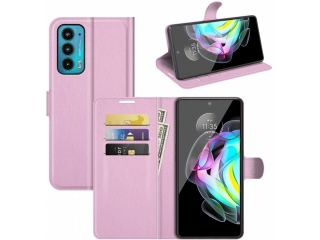 Motorola Edge 20 Lederhülle Portemonnaie Karten Etui rosa