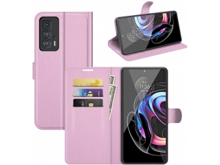 Motorola Edge 20 Pro Lederhülle Portemonnaie Karten Etui rosa