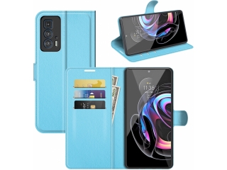 Motorola Edge 20 Pro Lederhülle Portemonnaie Karten Etui hellblau