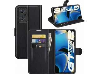 Realme GT Neo2 Lederhülle Portemonnaie Karten Ledertasche schwarz