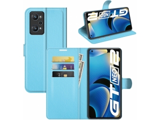 Realme GT Neo2 Lederhülle Portemonnaie Karten Etui hellblau