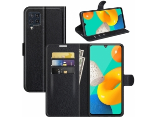 Samsung Galaxy M32 Lederhülle Portemonnaie Karten Etui schwarz